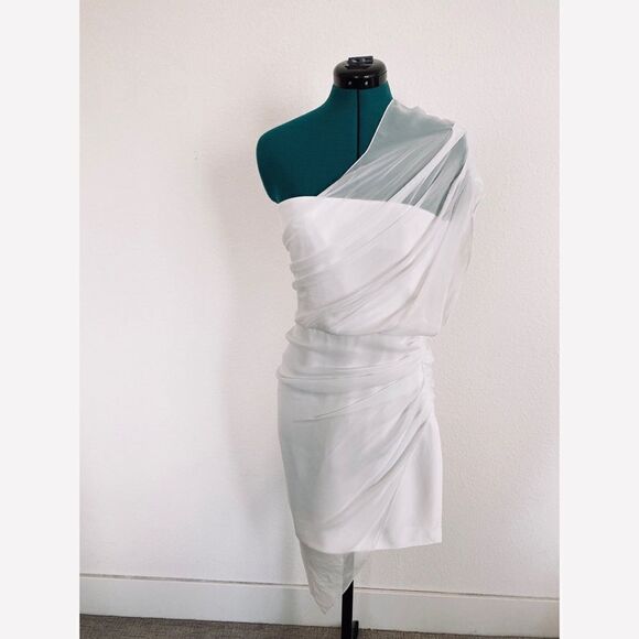 Cushnie 100% silk draped overlay Mini dress size US2 - Picture 7 of 16